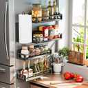 adoymiro 5 Pack Magnetic Spice Storage Rack Organizer for Refrigerator and Oven, Black Fridge Organizers and Storage, Paper towel holder, Punch and no-punch dual purpose (Black, 5p)