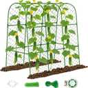 Amoskey Cucumber Trellis for Raised Beds, Cucumber Trellis for Climbing Plants Outdoor, with Garden Netting and Plant Clip, Metal Arch Garden Trellis Ideal for Cucumbers, Tomatoes, and Flowers