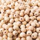 300pcs 10MM Wood Beads Natural Unfinished Round Wooden Loose Beads Wood Spacer Beads for Craft Making Decorations and DIY Crafts(10MM)