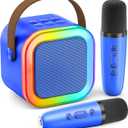 Mini Karaoke Machine for Kids Adults, Portable Bluetooth Speaker with 2 Wireless Karaoke Microphones Player, 2025 TOP Birthday for Girls 3,4,5,6,7,8+Year Old Toddler Toys (Deepblue)