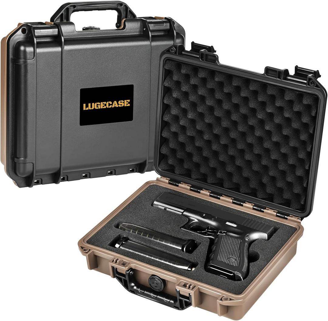 TSA Approved Pistol Case for Handguns - Hard Shell Gun Cases with Customizable Foam, Waterproof & Shockproof, Compact 9mm Gun Storage for Airline Travel, Range Training, and Secure Firearm Transport (1 Pistol Case & 2 Magazine)