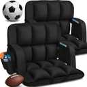 Stadium Seats with Back Support 2 Pack, 12-Grid Ergonomic 4.7" Thick Bleacher Chairs for All-Day Comfort, 6 Reclining Positions, Portable Extra Wide Adjustable Stadium Chair for Football & Baseball, Wide|22.5"|2 Pack