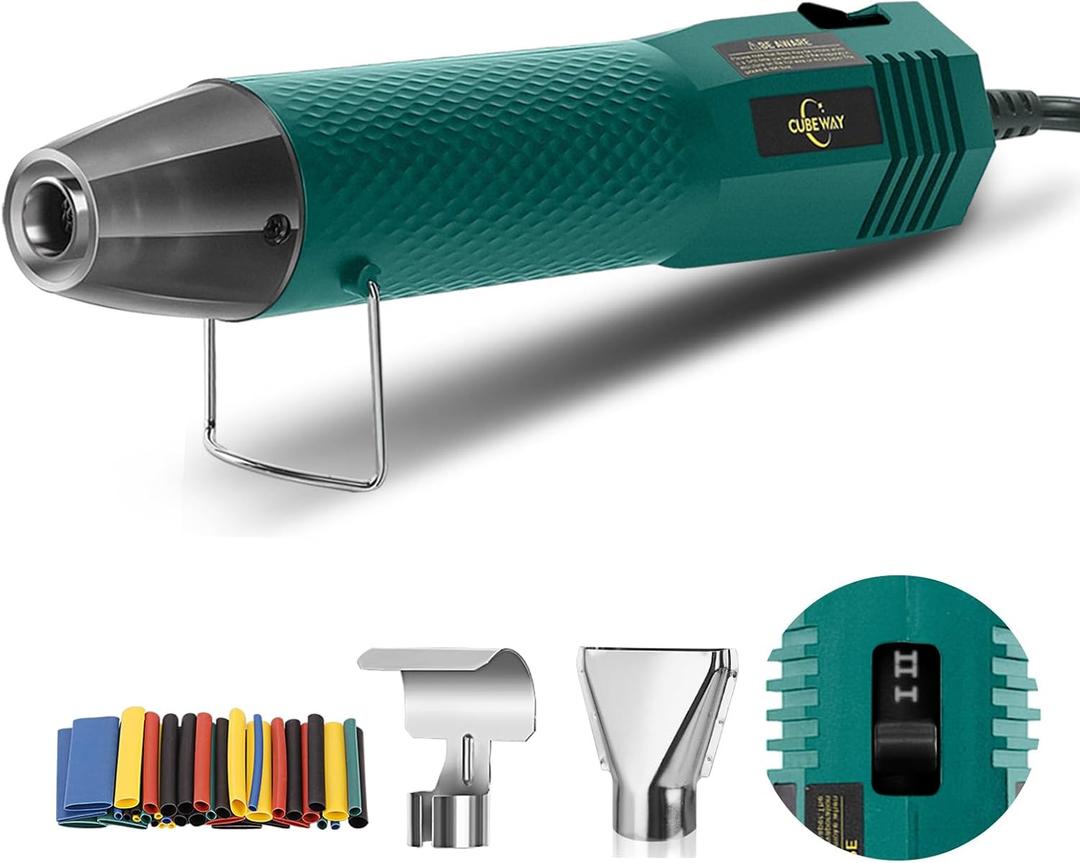 Heat Gun 350W with Dual Temp 392F & 662F and 2 Nozzles, Fast Heat Hot Air Gun with Overload Protection, 6.56Ft Long Cable for Crafting, Shrink Tubing, Vinyl Wrap, Epoxy