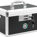 KYODOLED Medication Lock Box with Key, Medicine Lock Box for Safe Medication Storage, First Aid Key Safe Box with Lock for Home, Outdoor Use, 12.2'' x 7.8'' x 8.2'' Black