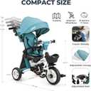 JMMD 8 in 1 Tricycle Stroller with Push Handle, Foldable Trike with 360 Swivel Seat, Reclining Backrest, All-Terrain Wheels, Dual Brakes, Canopy & Storage, Gift for Kids 18 Months to 5 Years, Green