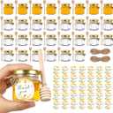 AuroTrends 1.5oz Mini Honey Jars with Dipper 30Pack, Glass Jars for Baby Shower Favors/Wedding Favors for Guests Bulk-Mini Canning Jars with Wooden Dippers/Bee Charms (1.5 fl.oz-30Pack)