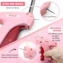Label Gun with Minor Defects - Temporary Stitch Gun for Clothes - Quick Fixer - Includes 5 Needle, 1000 Black Fasteners & 1000 White Fasteners, PinkRed