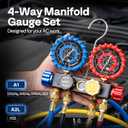VIVOHOME HVAC Manifold Gauge Set for R134a R410a R22 R32 Refrigerant, 4 Valve Automotive AC Gauges with 5ft Hoses for Car Freon Charging and Evacuation