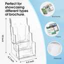 MaxGear 3 Tier Acrylic Brochure Holder, 4 Inch Wide, 2 Pack