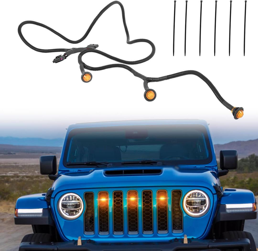 Upgrade Pre-Runner Style LED Grille Light Kit for Jeep Wrangler JL JLU Sports Sahara Freedom Rubicon 2018-2022 Safe Useful Auxiliary Running Light