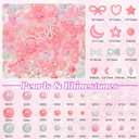 2 x Pink Mix Pearls Rhinestones, Junk Case Charms, A-Z Alphabet Letters Charms