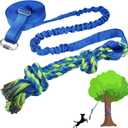 Dog Bungee Tug Toy Hanging from Tree,Outdoor Tether Tug of War Interactive Dog Rope with Chew Lure for Small Medium Large Dogs (Blue)