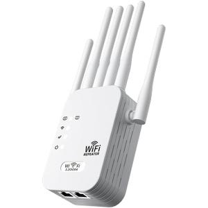 WiFi Extender Signal Booster for Home, New 6X Faster Wireless WiFi Repeater with Ethernet Port, AC1900Mbps Dual Band, Covers up to 12880 sq.ft & 105 Devices, WiFi Booster Compatible with All Routers