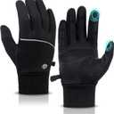 Winter Gloves for Men Women Waterproof Touchscreen Gloves Windproof Non-Slip Stretch for Cold Weather Warm Liner for Running Cycling Driving Hiking (Medium, Black)