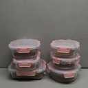 BAYZZ 24 Piece Glass Food Storage Containers with Lids, Airtight Glass Meal Prep Containers for Kitchen, BPA-Free Lunch Box, Microwave and Freezer Safe,Pink