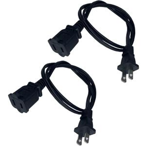 Short Extension Cord, 3 Feet Extension Cord Black for Indoor, Small Extension Cords Polarized US 2 Prong Male Female Extension Power Cord Cable, 18AWG NEMA 5-15P to NEMA 5-15R, 2 Pack
