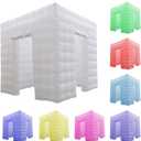 Inflatable Photo Booth Enclosure 2 Doors,with Led Light, Blower,for Advertising, Bars, Shopping Malls, Events, Trade Shows, Photo Booth Companies (White)