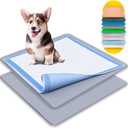 TidyFriend Dog Pee Pad Holder Tray  Fits Up to 24” x 24” Pee Pad Holder for Dogs  Stable Grip, Raised Edges, QuickWipe Silicone Surface Dog Pad Holder for Indoor Flooring Protection (Dark Grey)