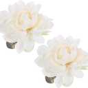 Sewroro 2pcs Curtain Tieback Clips, Flower Curtain Clip Curtain Flower Tiebacks Flower Curtain Ties Window Curtain Tiebacks Clips for Home Office Decoration (White)