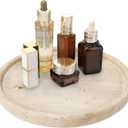 Travertine Tray, Small Ceramic Vanity Tray for Bathroom Counter Decor, Round Marble Decorative Trays for Coffee Table (Beige, Large Size) (9.8")