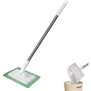 Snap Grip Mini Mop, Hands-Free Cloth Changing with 360 Rotating Head, Zero-Touch Portable Wall Mop for Floor, Tile and Mirror, Universal Pad Compatibility for Any Cloth+ Magic Cleaning Cloth