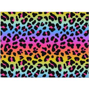 Leopard Print Rainbow Dish Drying Rack Mats Decor, Cheetah Dish Pad Drying Mat Kitchen Counter 18x24 Absorbent Reversible Microfiber for Coffee Bar Sink Countertop Accessories Silicone Decorations