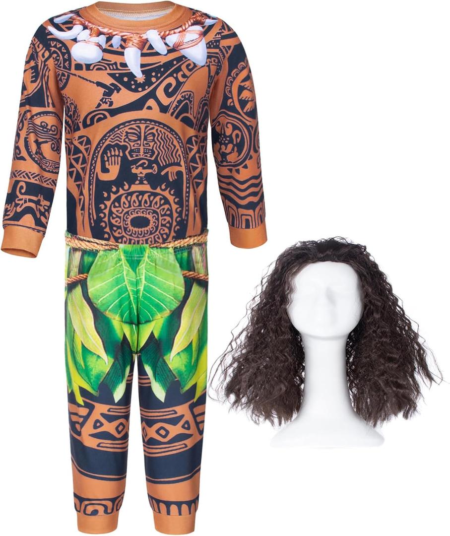 Boys Costume Polynesia for Kids Halloween Party Cosplay 10-11 Years (Brown)