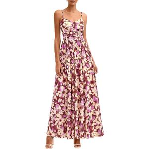 PRETTYGARDEN Women Summer Floral Maxi Dress 2026 Spirng Spaghetti Strap Mesh Boho Sundress Party Beach Vacation Long Dresses (Floral Brown Beige, XL)