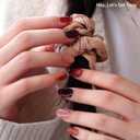 Heyhae Semi Cured Gel Nail Strips | No LED Lamp Needed | Fall, Marble, Brown | Easy Apply & Remove, Salon Quality | Includes 28 Strips, 1 Prep Pads, Nail File & Wooden stick - Hey, Lets Get Cozy