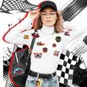 Tigeen 48 Pcs Racing Iron on Patches Checkered Racing Flag Patches for Clothes Jackets Jeans Dress Hats Backpacks Bags Accessory