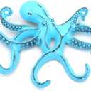 Octopus Keys Hook, Decorative Wall Mounted Nautical Wall Rack, Antique Key Holder Hook, Cast Aluminum Hanger for Coat, Hand Towel, Bathrobe, Jacket, Bedroom, Kitchen & Balcony (Distressed Blue)