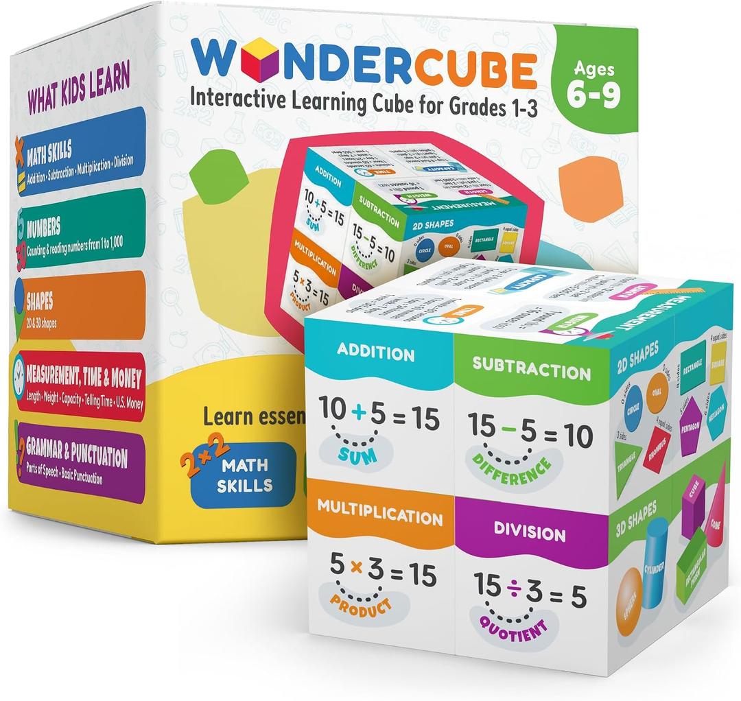 2 x WonderCube – Smart Learning Cube, Math Manipulatives 1st 2nd 3rd 4th Grade, Math Games, Educational Toys for 5+ Year Old, Gift for Boys & Girls Ages 5 6 7 8 9 10