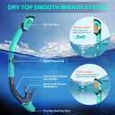 Snorkeling Gear for Adults, Mask Fin Snorkel Set, Dry Top Snorkel, Snorkeling Kit Travel Diving Package, Panoramic View Anti-Fog Anti-Leak (S/M)
