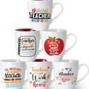 Shellwei 6 Pack Teacher Coffee Mugs Set 11 oz Ceramic It Takes a Big Heart Coffee Mug Mugs with Handles for Women Men Kindergarten Preschool Primary Teacher Appreciation Gifts(Colorful)