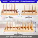 Pot and Pan Organizer for Under Cabinet Bamboo Pot Lid Organizer for Cabinet with Magnetic Lock, Expandable 2-in-1, Adjustable Dividers, Non-Slip Base for Cutting Boards, Cookie Sheets, Bakeware