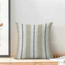 AEIOAE Sage Green Navy Blue Outdoor Pillow Covers 18 x 18 Inch, Beige Polka Dots Stripe Decor Throw Pillows for Couch Bed, Boho Modern Farmhouse Decorative Pillowcase Linen Cushion Cover Set of 2