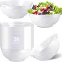 100 Pack 36oz White Disposable Plastic Bowls Plastic Salad Bowls Large Stackable Serving Soup Microwave Safe Dinnerware for Birthdays Weddings Festivals Party(Soccer)