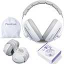 2 in 1 Baby Ear Muffs, Noise Reduction Earmuffs & Adjustable Headband for Baby, Hearing Protection Headphones (Grey)