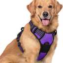 rabbitgoo Dog Harness No Pull with 2 Leash Clips, Adjustable Soft Padded, Reflective Oxford No Choke Pet Vest with Easy Control Handle for Large Dogs, Purple, XL