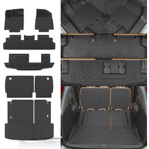 Rongtaod 7&8 Seats Floor Mats Compatible with 2022-2025 Nissan Pathfinder Cargo Mat Trunk Mat Trunk Liner Kick Mats Back Seat Cover All Weather Pathfinder Accessories (Floor Mats Full Set 7pcs)