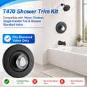 Shower Trim Kit Compatible with Moen T470 Chateau Shower Trim, 1225 Shower Trim Kit Compatible with Moen Single Handle Tub/Shower Standard Valve, Escutcheon, Tubes and Handle (Matte Black)