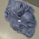 Ice Blue Wig for Cosplay + Hairpin Anime Long Curly Light Blue Wig Women Cosplay Costume Wigs Accessories for Halloween Party + Wig Cap