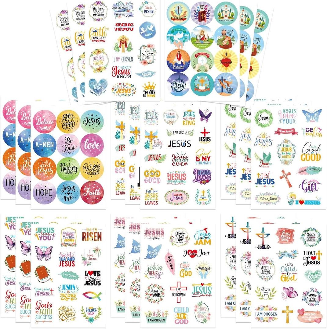 348 PCS Inspirational Christian Stickers, Bible Verse Jesus Stickers for Laptop, Phone Cases, Scrapbook Religious Faith Wisdom Words Sticker Christian Easter Gifts