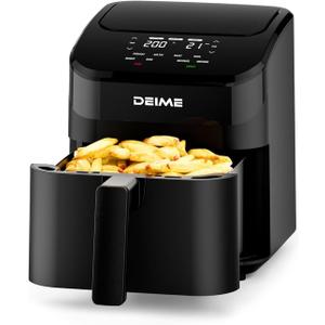 DEIME Air Fryer 4.5 Qt, Small Airfryer Digital Space Saving Compact, Bake, Reheat, Roasts for Quick Easy Meals, Mini Compact & Quiet, Nonstick & Dishwasher Safe Basket with Toast Rack (Black)