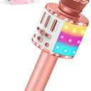 Karaoke Microphone Toys for Kids, Wireless Bluetooth Mic with Lights & Speaker, Portable Home KTV Player System, Perfect Birthday Party for 3-12 Year Old Boys & Girls
