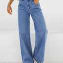 EMMIOL Baggy Straight Leg Jeans, Y2K Vintage Distressed Loose Fit, Large Pocket Boyfriend Wide Leg Trousers, Vintage Blue (Blue)