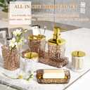 Bathroom Accessory Set, 9-Piece Brown Bathroom Set with Trash Can, Toilet Brush,Soap Dispenser, Soap Dish, Toothbrush Holder, Tumbler, Q-tip Holders,Tray,for Hotel/Apartment/Housewarming