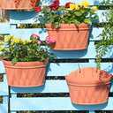 Sungmor Wall Hanging Planters,11.5 Inch Hanging Flower Pots for Railing Fence - Indoor Outdoor Balcony Wall Hanging Basket, Plastic Plant Pot Container - Half Round & 6PC Pack & Brick Red