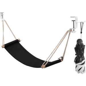 iMissiu Foot Hammock Under Desk Footrest, Adjustable Office Foot Rest Under Desk Hammock, Portable Desk Feet Hammock with Headphones Holder (Black)