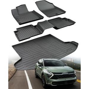 CreekT Floor Mats for Kia Sportage 2023 2024 2025 (Not Hybrid) Custom Fit All Weather Vehicle TPE Rubber Car Floor Liner Front Rear Cargo Trunk Mats Full Set for Sportage Interior Accessories 4 PCS